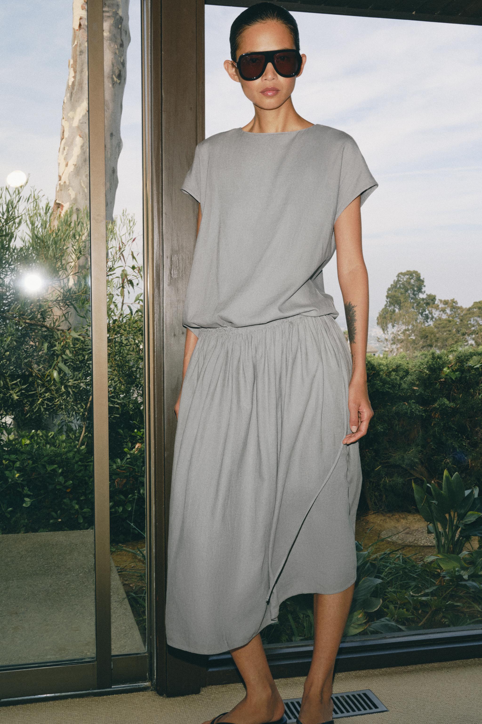 ZW COLLECTION LINEN BLEND MIDI DRESS